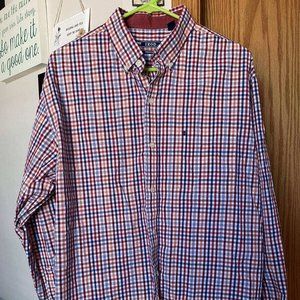 MENS Large PLAID long sleeve CASUAL IZOD shirt